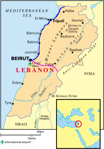 carte du Liban